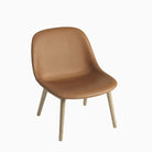 Muuto Fiber Lounge Chair Wood Base Cognac Leather