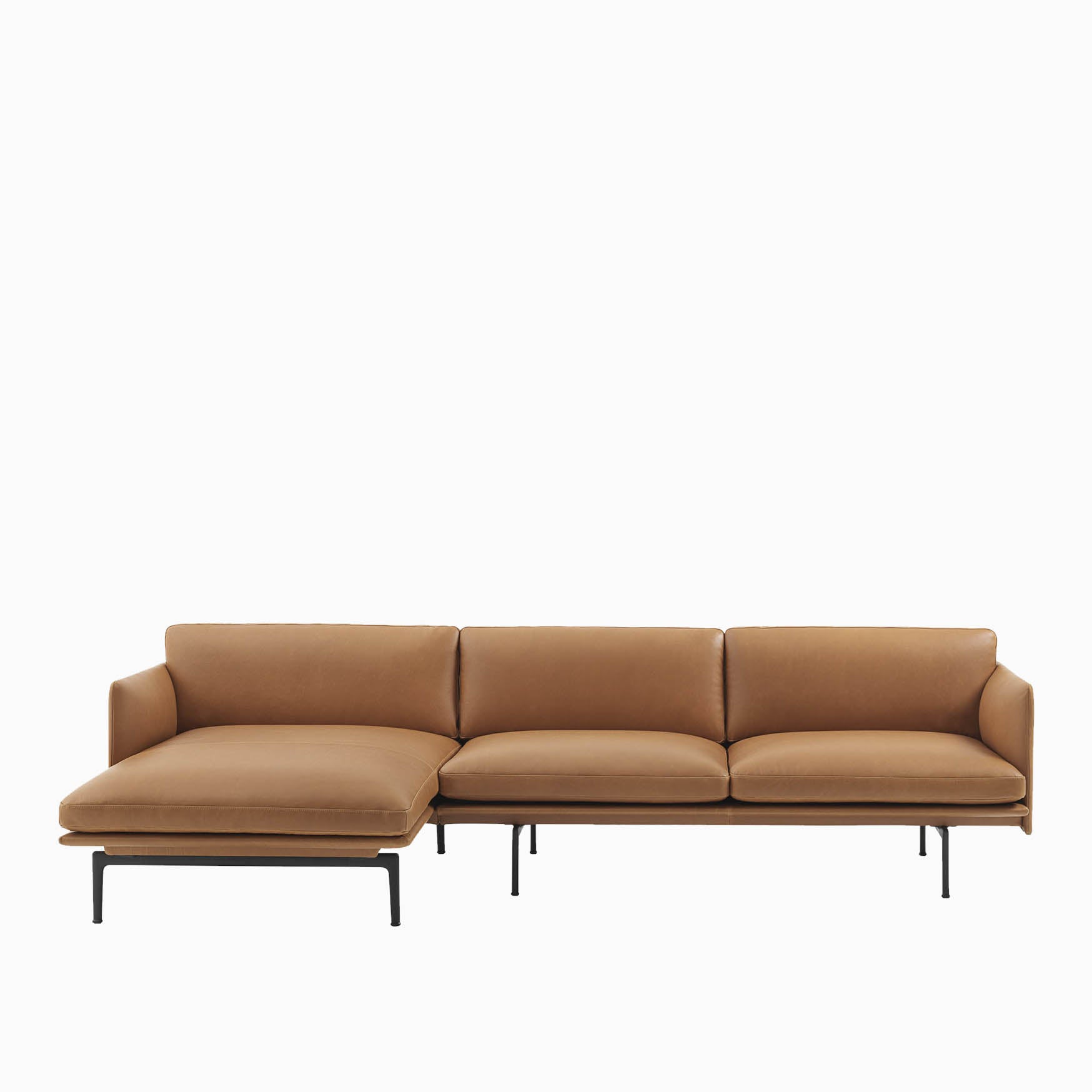 Muuto Outline Sofa with CHaise Cognac Leather