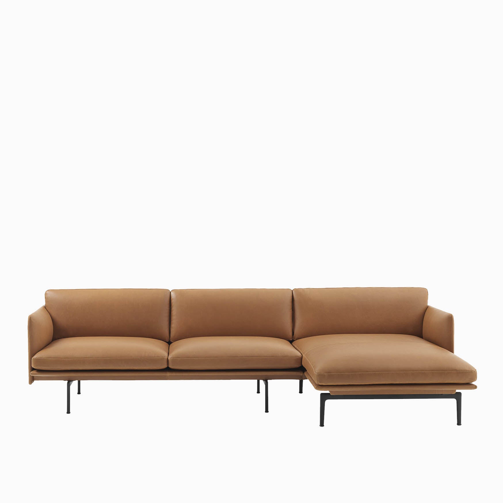Muuto Outline Sofa with CHaise Cognac Leather