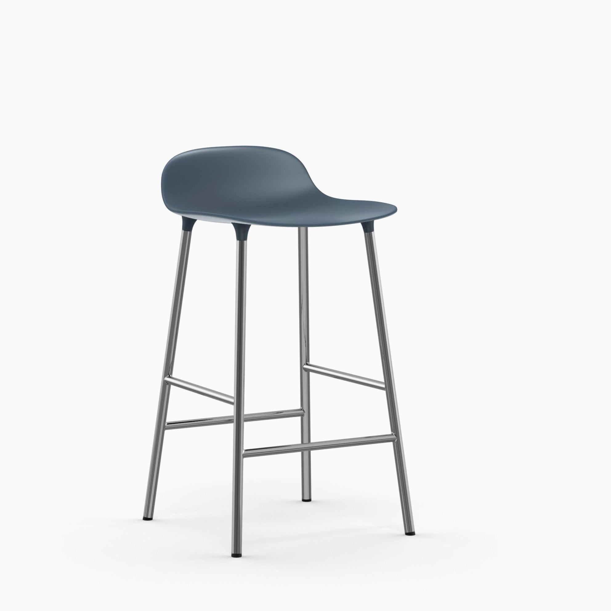 Normann Copenhagen Form Bar Stool 65cm Chrome Blue
