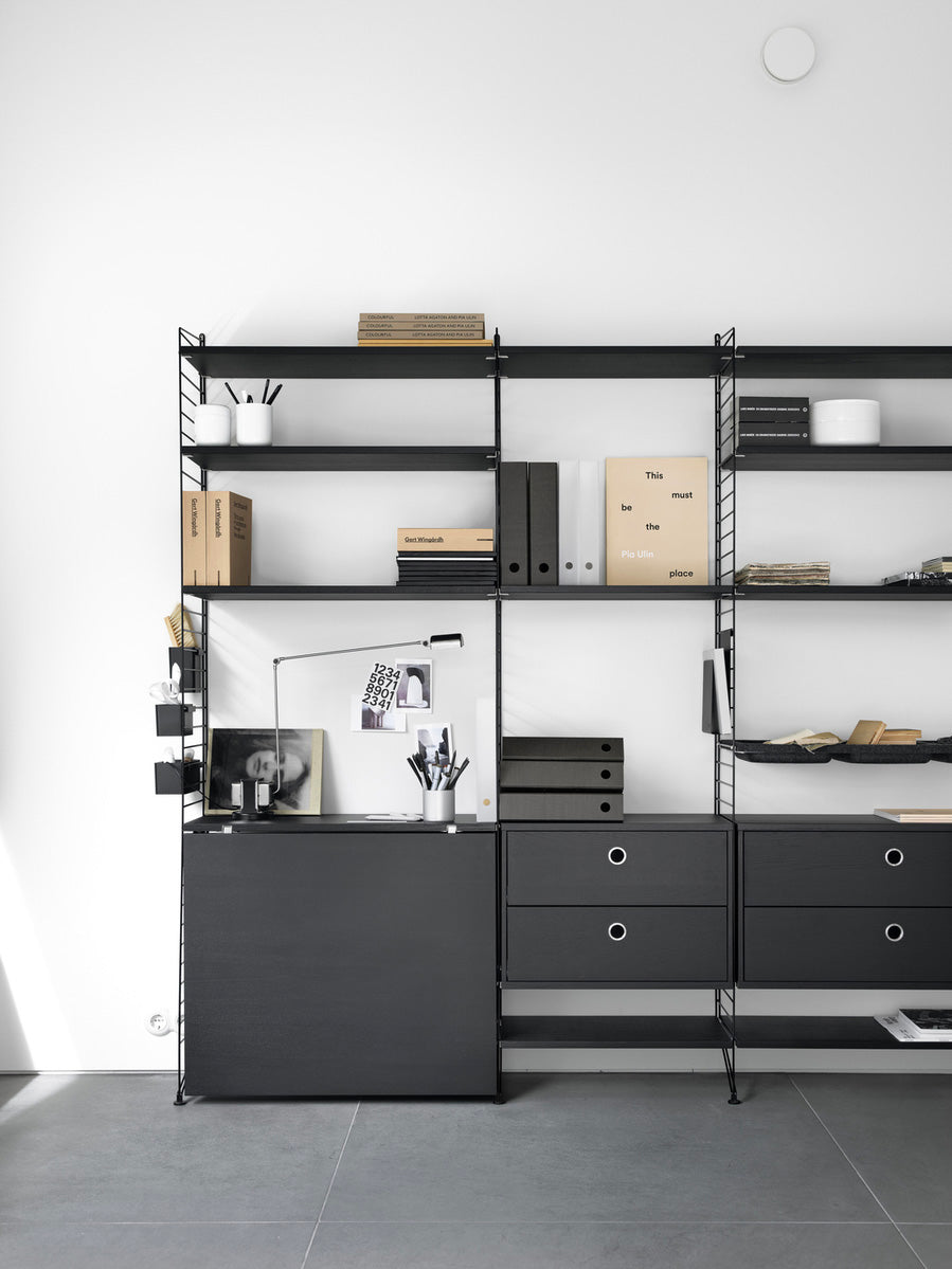 String Chest with 2 Drawers 58cm Black Stained Ash