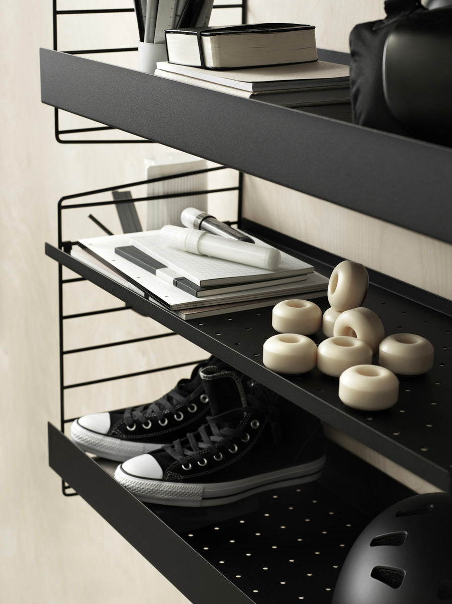 String Metal Shelf High Edge 78cm Black